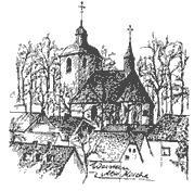 Warstein, Alte Kirche, Zeichnung von Waltraud Enste